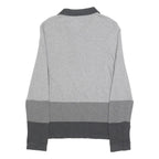 LACOSTE Mens Grey & Dark Grey Long Sleeve Striped M Cotton Blend Polo Shirt