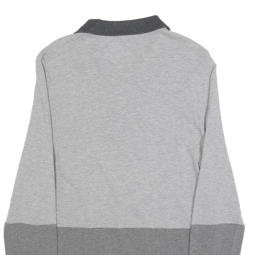 LACOSTE Mens Grey & Dark Grey Long Sleeve Striped M Cotton Blend Polo Shirt