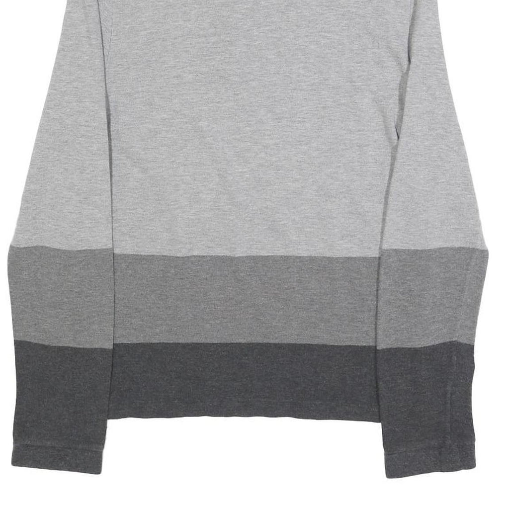 LACOSTE Mens Grey & Dark Grey Long Sleeve Striped M Cotton Blend Polo Shirt