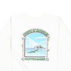 HANES Womens White Crew Neck L Sweatshirt Pupu O' Hawaii Outrigger Print