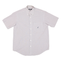NAUTICA Mens White & Red Check Shirt M Cotton Blend Button Down Casual