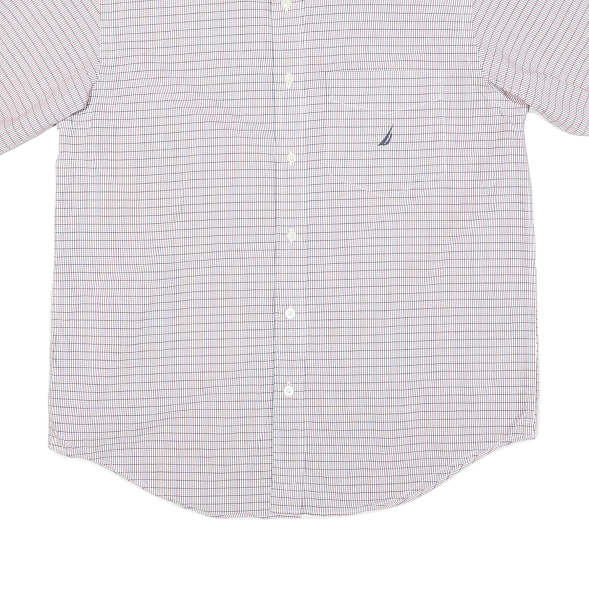 NAUTICA Mens White & Red Check Shirt M Cotton Blend Button Down Casual