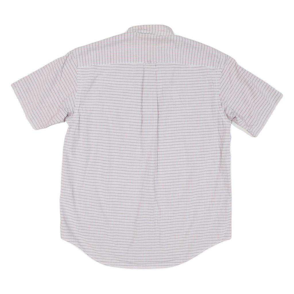 NAUTICA Mens White & Red Check Shirt M Cotton Blend Button Down Casual