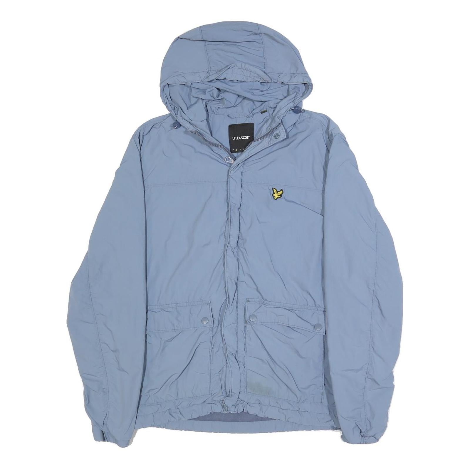 LYLE & SCOTT Mens Blue Lightweight Nylon Zip Up Hooded Jacket S Casual Outdoor