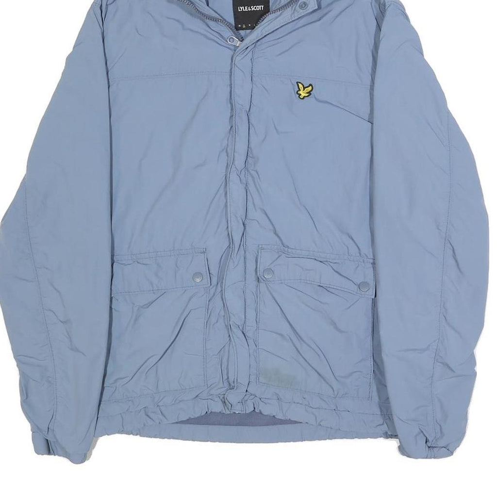 LYLE & SCOTT Mens Blue Lightweight Nylon Zip Up Hooded Jacket S Casual Outdoor