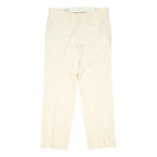 FARAH Mens Cream Classic Classic Trousers W34 L30 Smart Casual Polyester Blend