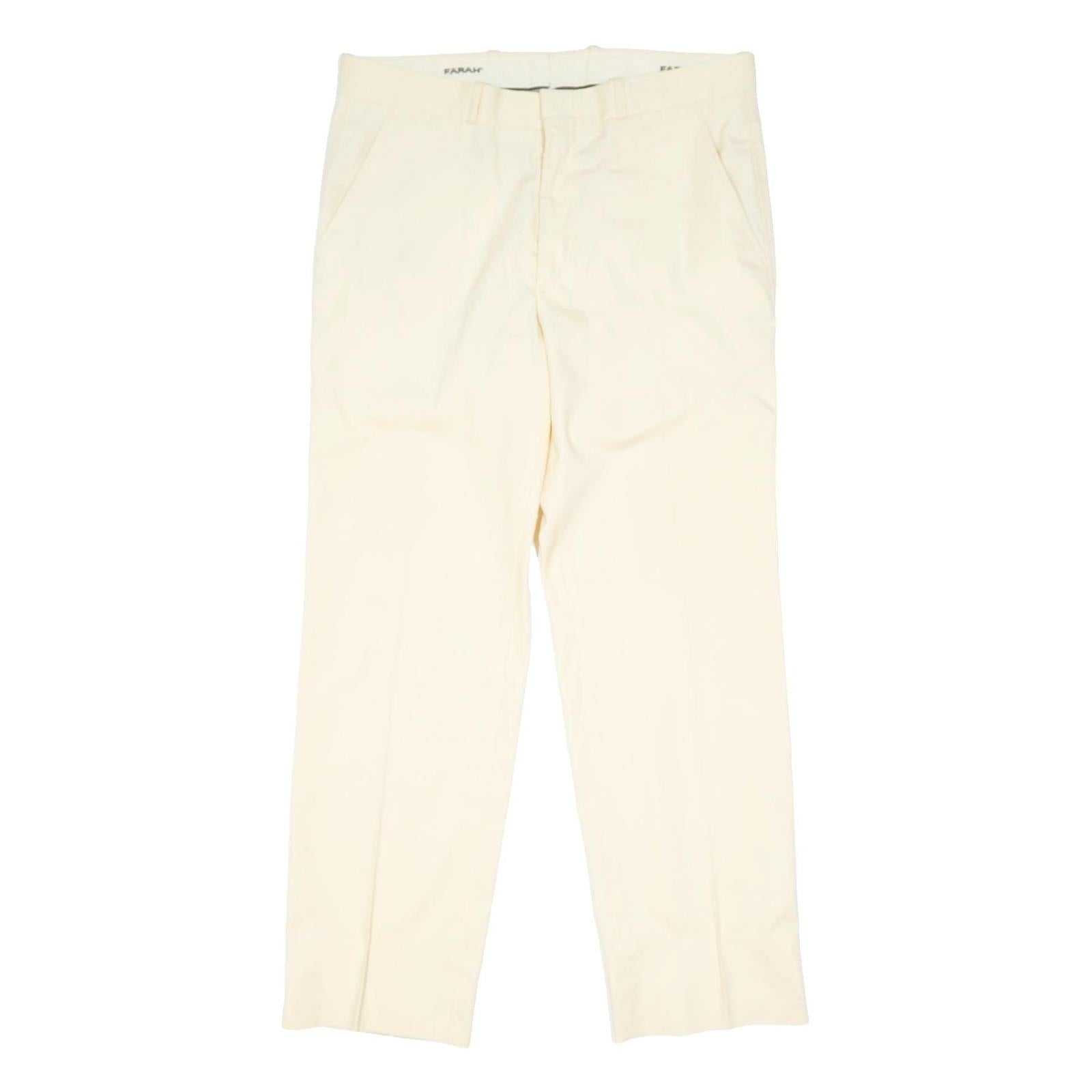 FARAH Mens Cream Classic Classic Trousers W34 L30 Smart Casual Polyester Blend