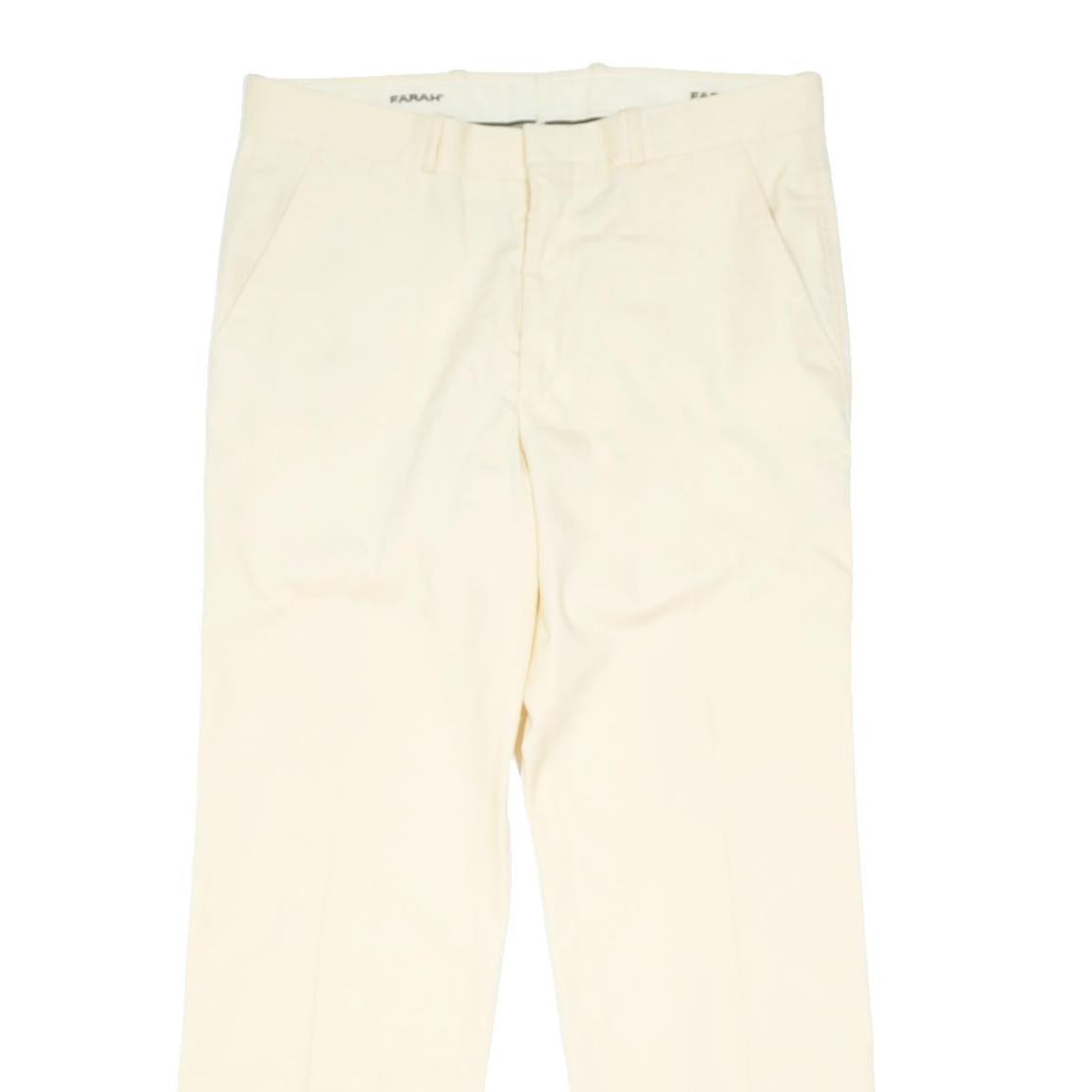 FARAH Mens Cream Classic Classic Trousers W34 L30 Smart Casual Polyester Blend
