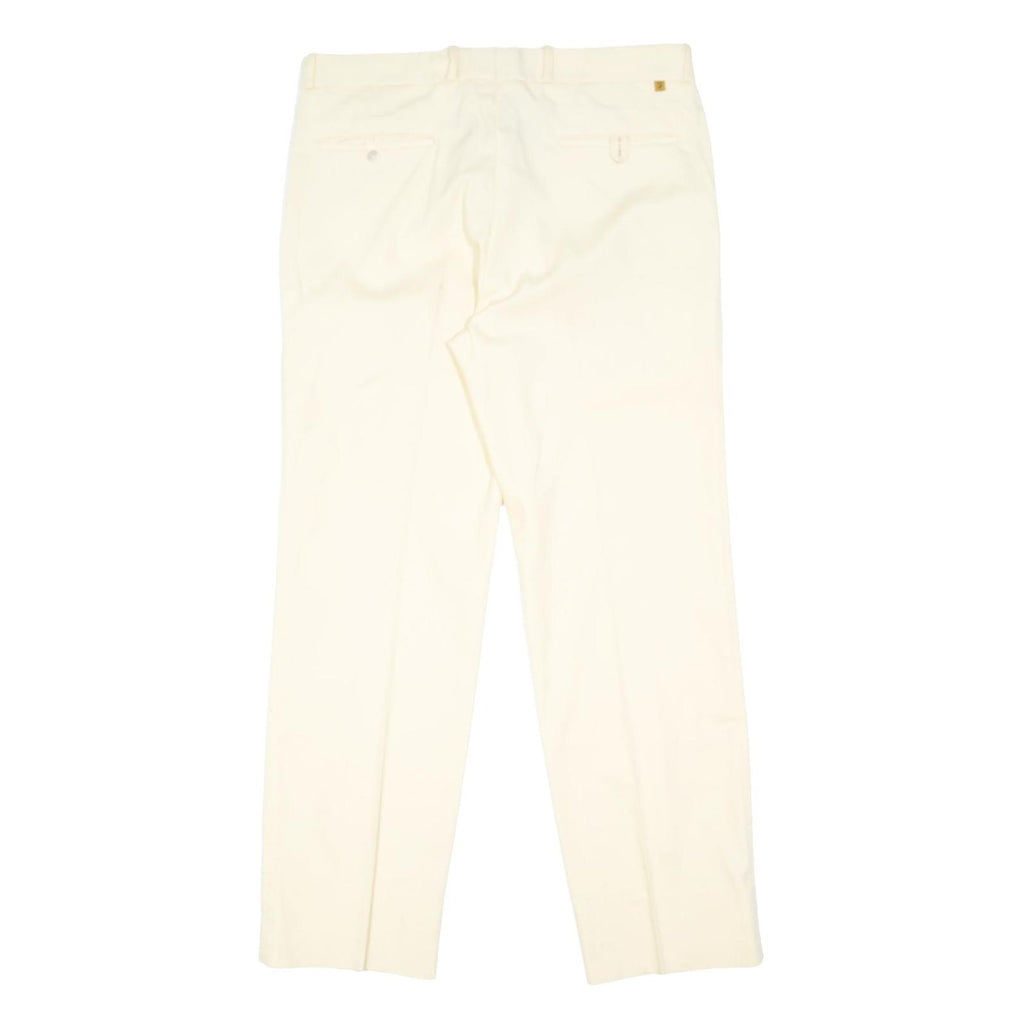 FARAH Mens Cream Classic Classic Trousers W34 L30 Smart Casual Polyester Blend
