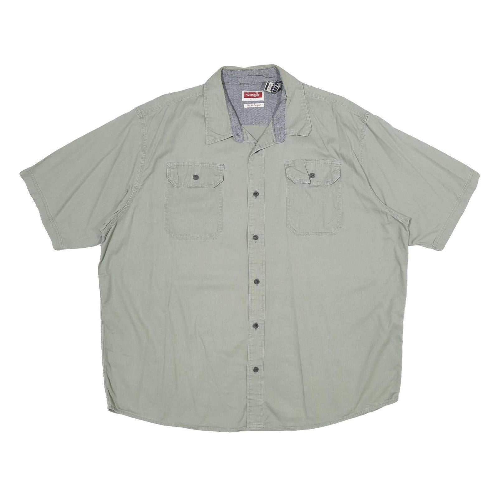WRANGLER Mens Green XL Cotton Shirt Casual Short Sleeve Button Pocket
