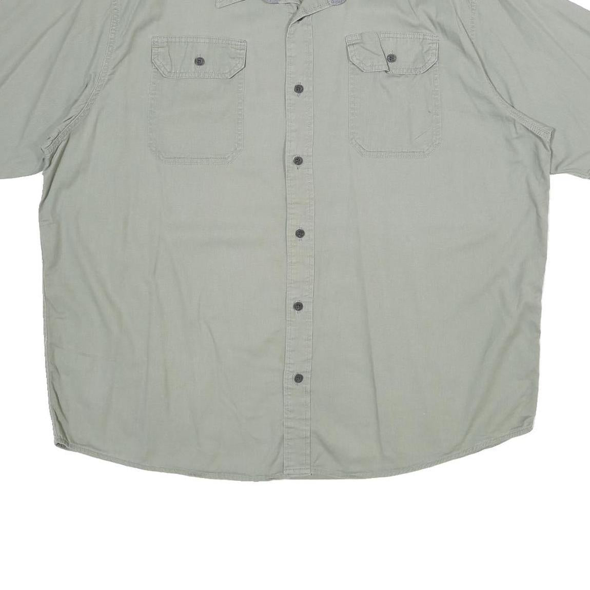 WRANGLER Mens Green XL Cotton Shirt Casual Short Sleeve Button Pocket