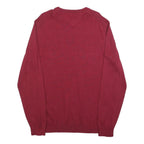 TOMMY HILFIGER Mens Red Plain Cotton Blend Jumper Crew Neck Basic Knit XL