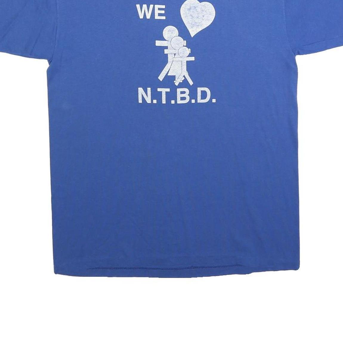 NATIONAL Mens Blue We Love N.T.B.D. Graphic T-Shirt L Short Sleeve Crew Neck