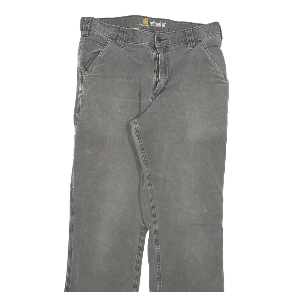 CARHARTT Mens Jeans Grey Relaxed Straight Denim Medium W33 L32 Workwear Utility