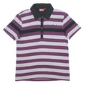 PUMA Womens Purple & Black Striped Short Sleeve Polo Shirt S Cotton