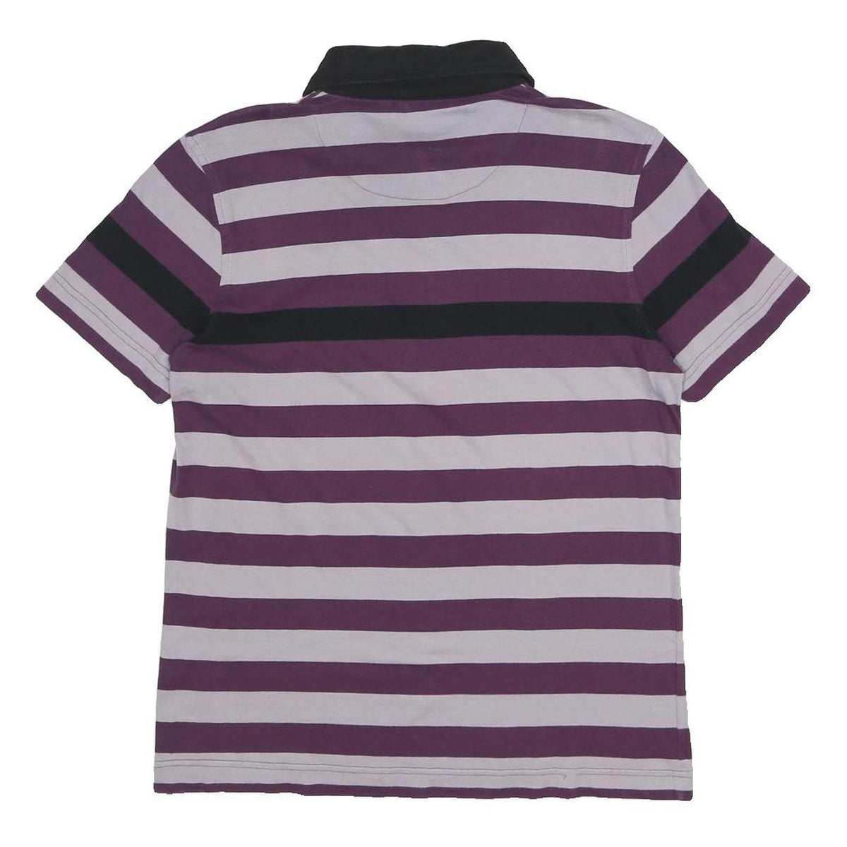 PUMA Womens Purple & Black Striped Short Sleeve Polo Shirt S Cotton