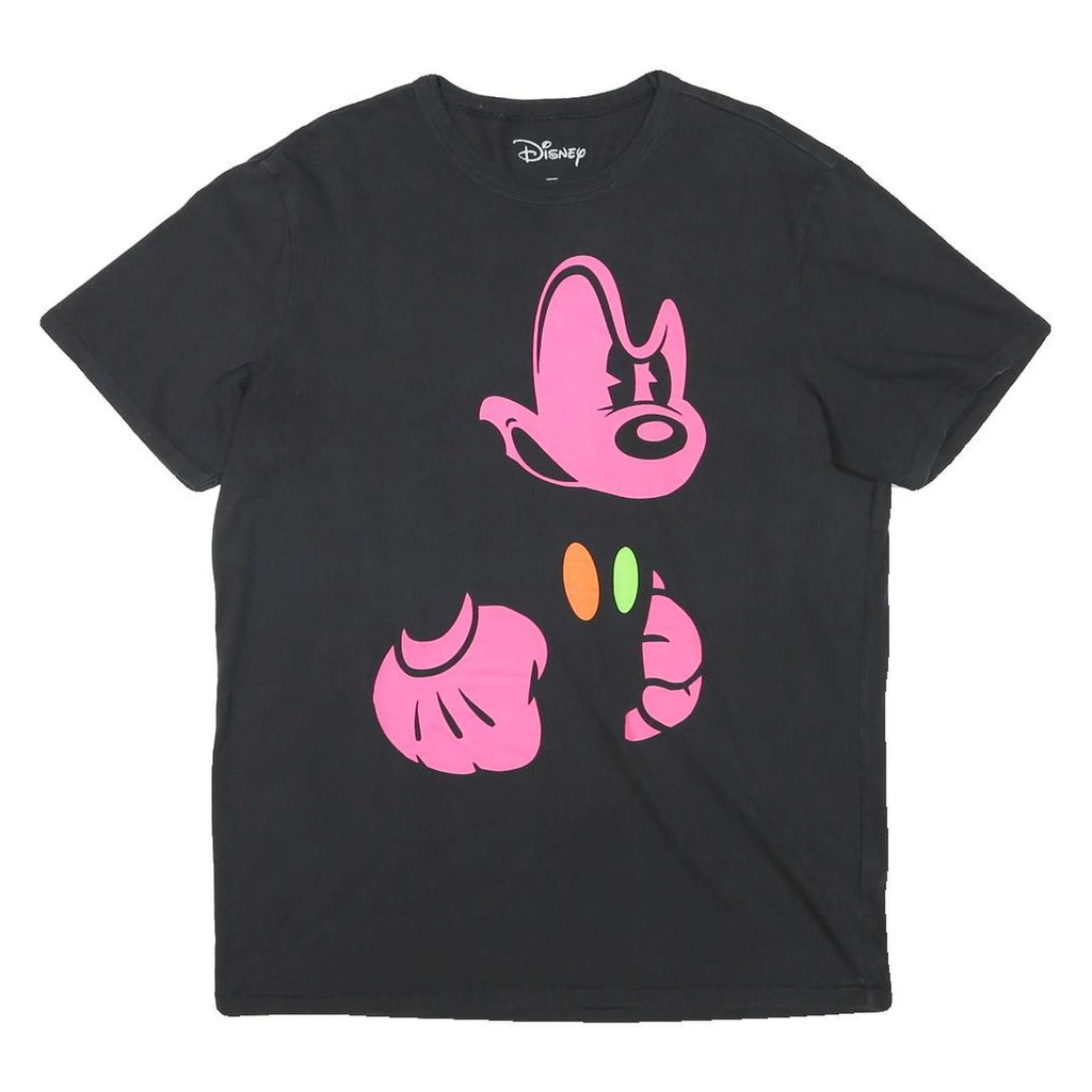 DISNEY Mens Black Pink Mickey Mouse Graphic T-Shirt L Short Sleeve Crew Neck