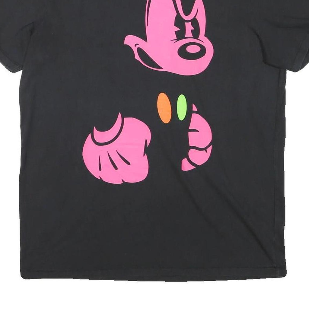 DISNEY Mens Black Pink Mickey Mouse Graphic T-Shirt L Short Sleeve Crew Neck