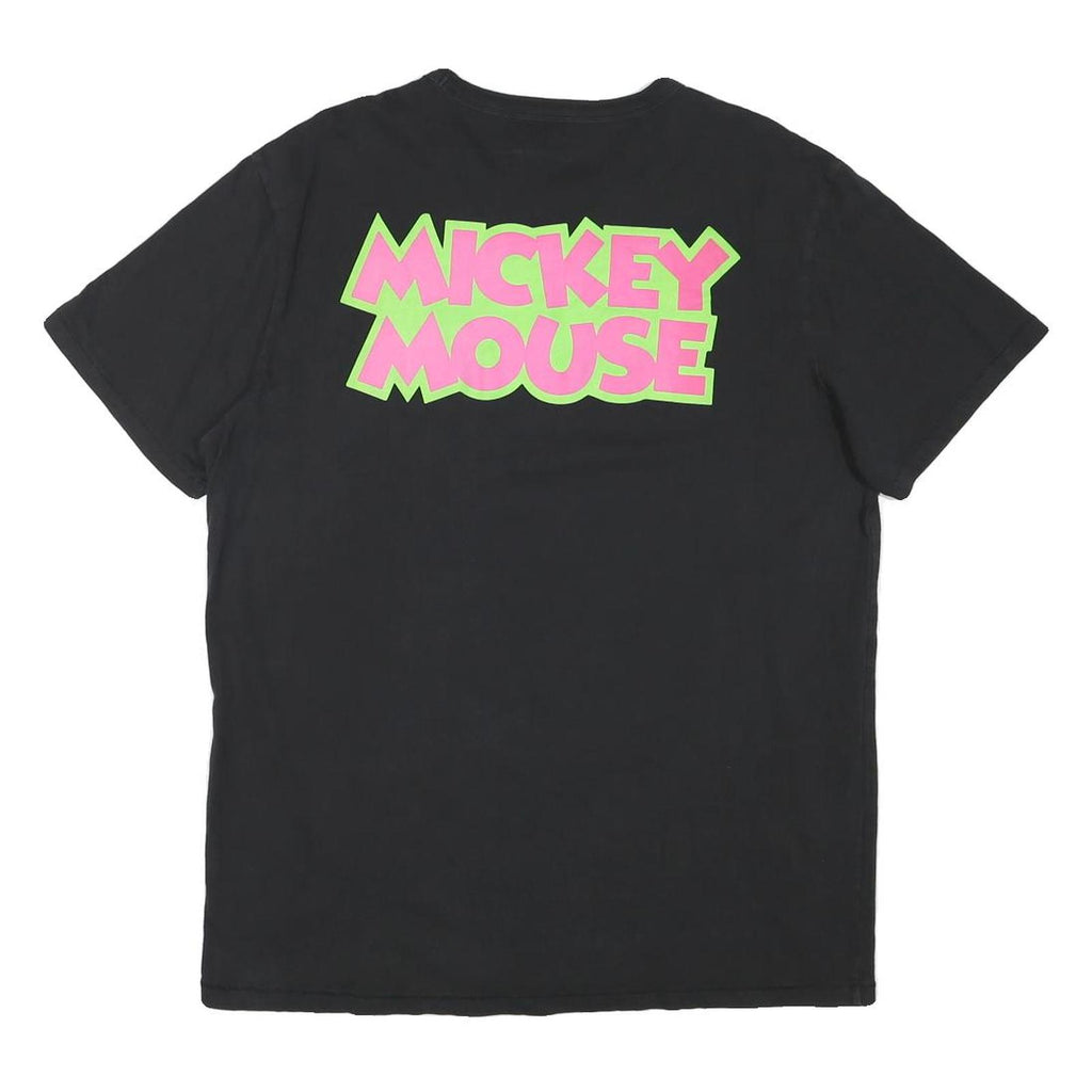 DISNEY Mens Black Pink Mickey Mouse Graphic T-Shirt L Short Sleeve Crew Neck