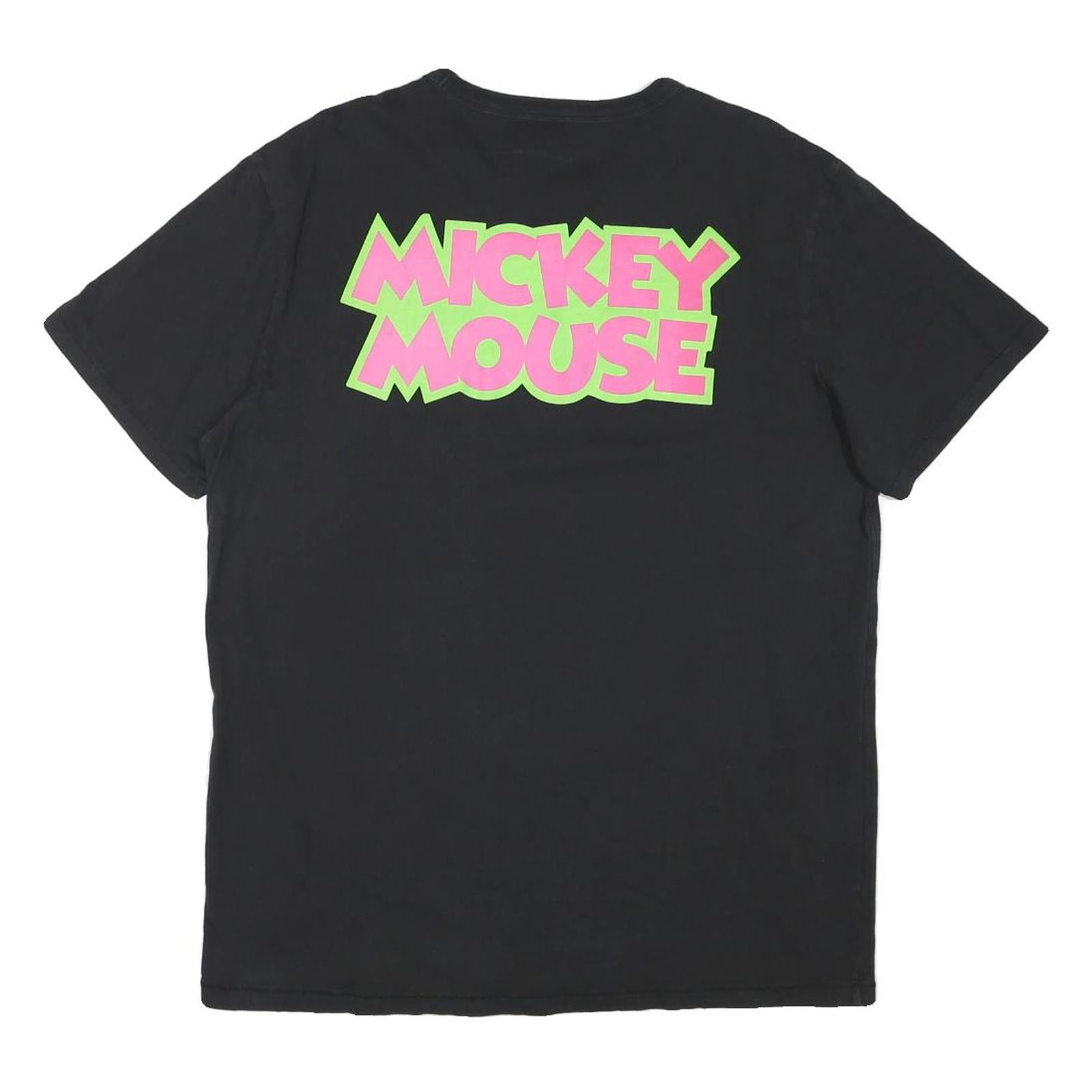 DISNEY Mens Black Pink Mickey Mouse Graphic T-Shirt L Short Sleeve Crew Neck