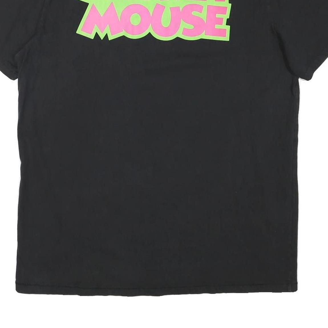 DISNEY Mens Black Pink Mickey Mouse Graphic T-Shirt L Short Sleeve Crew Neck