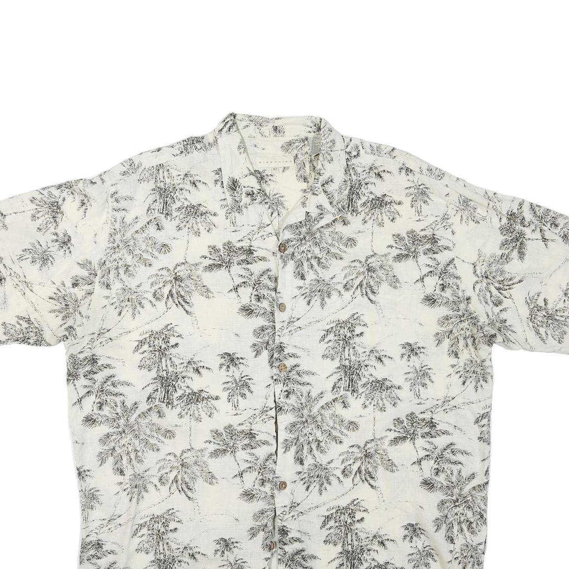 Mens White & Black Pattern Cotton Blend Shirt XL Casual Summer Beachwear