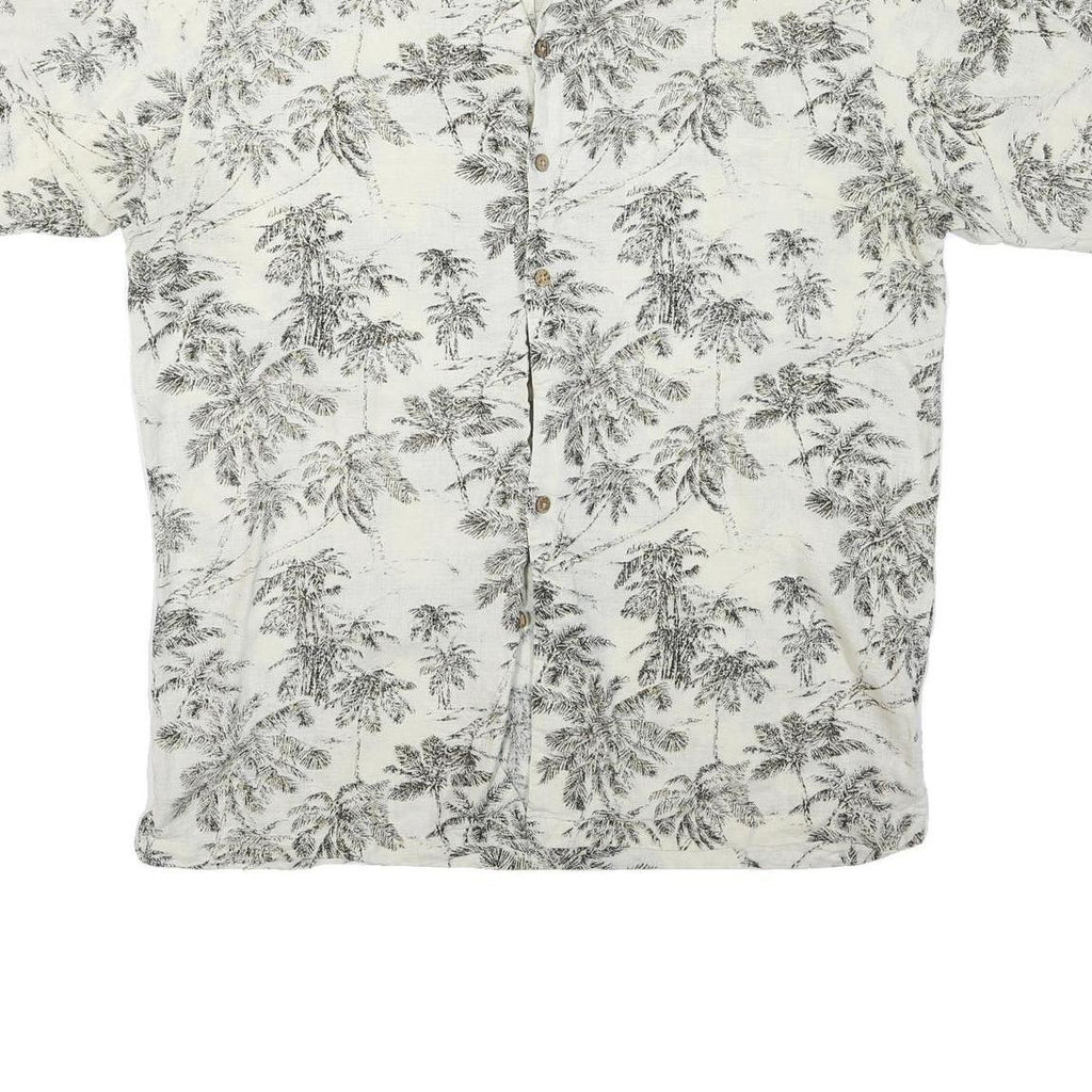 Mens White & Black Pattern Cotton Blend Shirt XL Casual Summer Beachwear