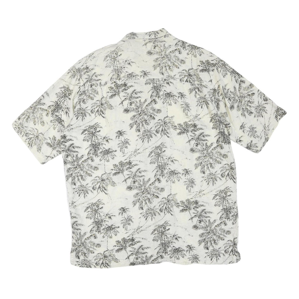 Mens White & Black Pattern Cotton Blend Shirt XL Casual Summer Beachwear