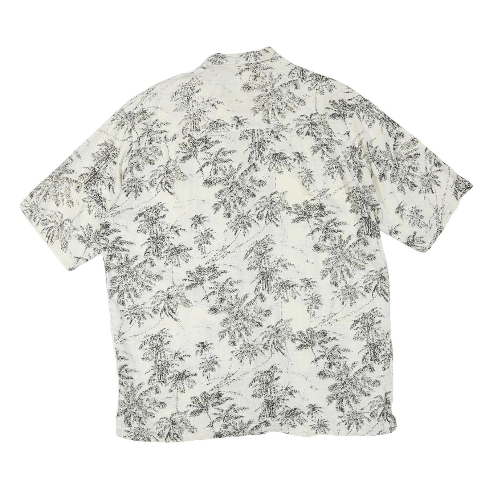 Mens White & Black Pattern Cotton Blend Shirt XL Casual Summer Beachwear