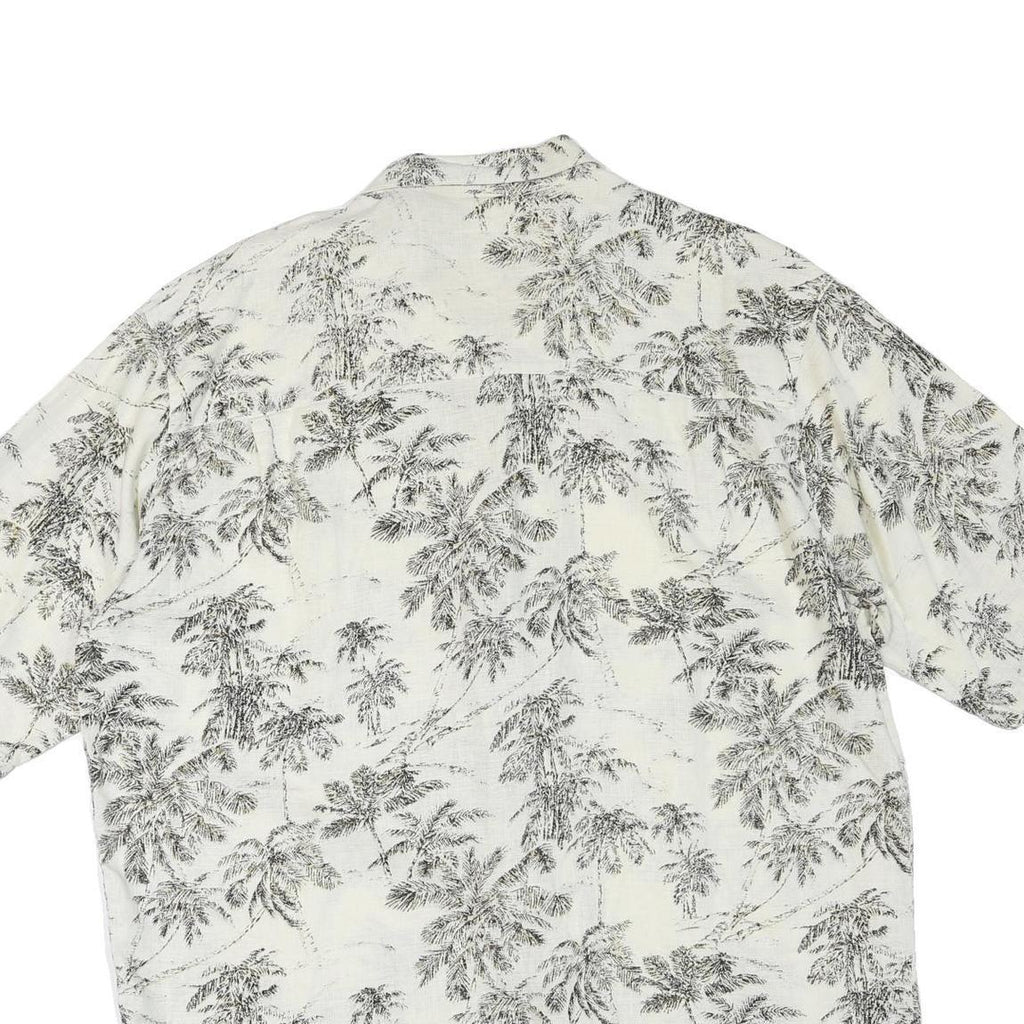 Mens White & Black Pattern Cotton Blend Shirt XL Casual Summer Beachwear