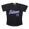MIZUNO Mens Black & Blue Baseball T-Shirt L Short Sleeve V-Neck Sports Jersey