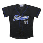 MIZUNO Mens Black & Blue Baseball T-Shirt L Short Sleeve V-Neck Sports Jersey