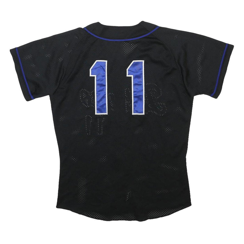 MIZUNO Mens Black & Blue Baseball T-Shirt L Short Sleeve V-Neck Sports Jersey