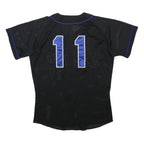 MIZUNO Mens Black & Blue Baseball T-Shirt L Short Sleeve V-Neck Sports Jersey