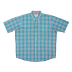 WRANGLER Mens Blue Plaid Shirt XL Button Down Cotton Blend Casual Summer
