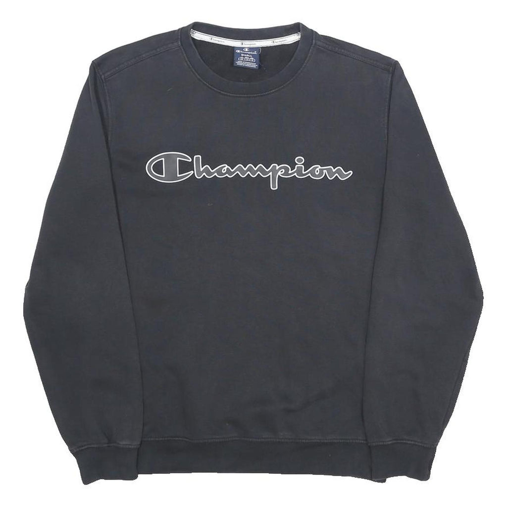 CHAMPION Mens Black Crew Neck S Sweatshirt Cotton Blend Logo Embroidered