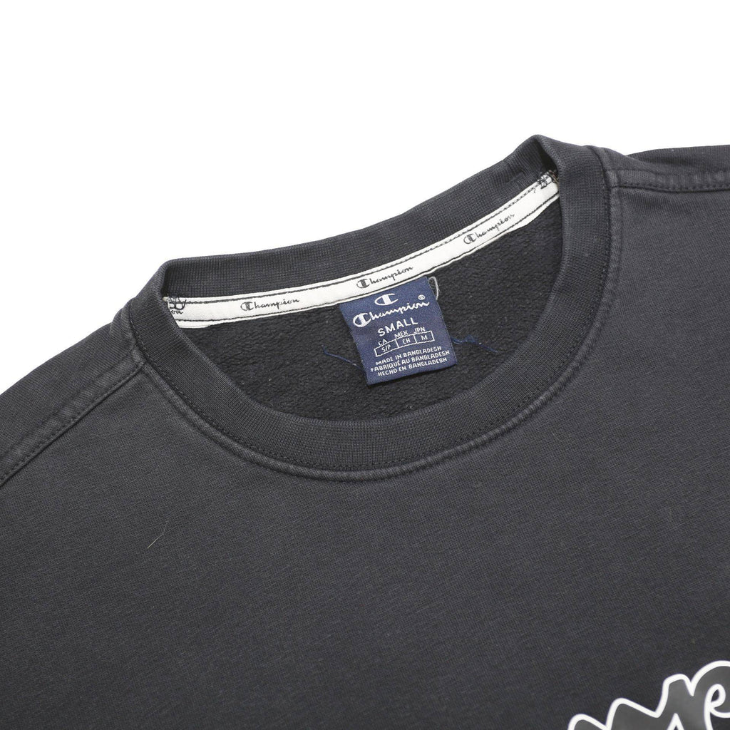 CHAMPION Mens Black Crew Neck S Sweatshirt Cotton Blend Logo Embroidered