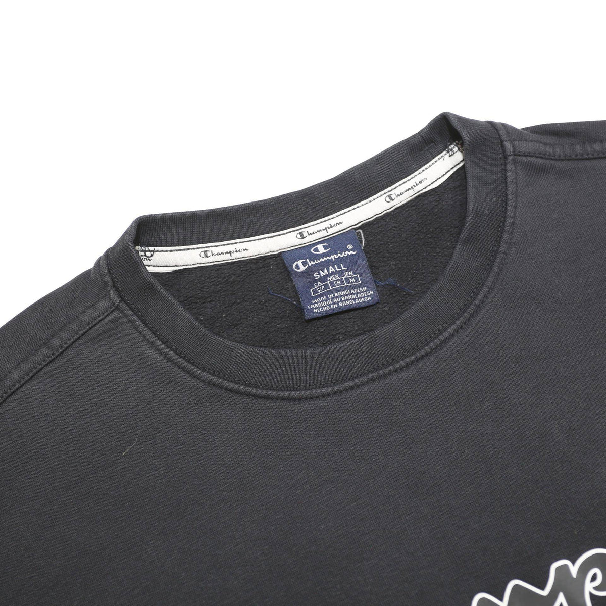 CHAMPION Mens Black Crew Neck S Sweatshirt Cotton Blend Logo Embroidered