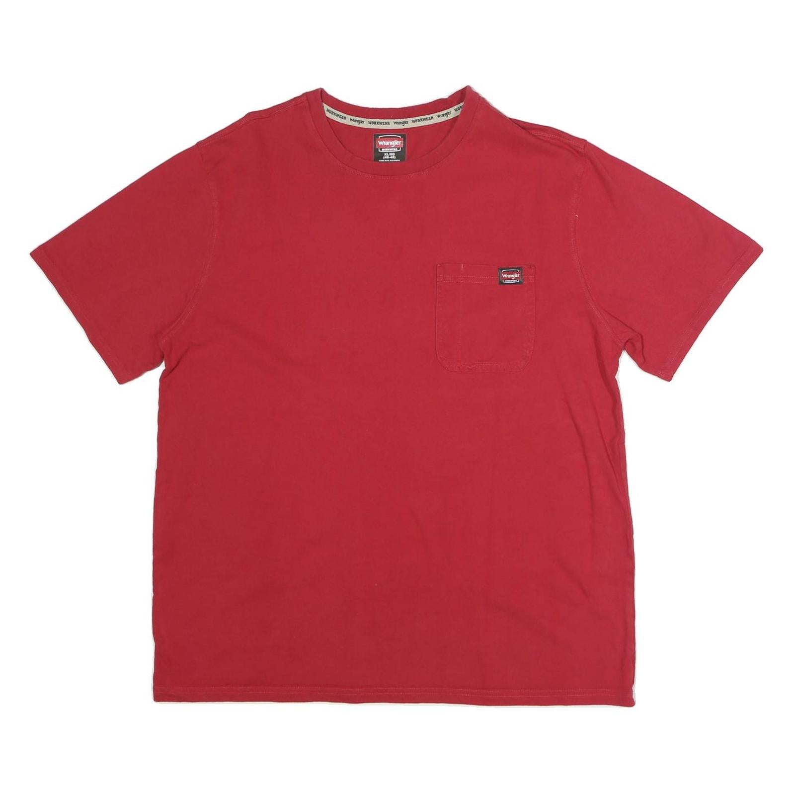 WRANGLER Mens Red T-Shirt XL Short Sleeve Crew Neck Cotton Pocket Casual
