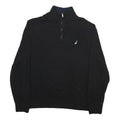 NAUTICA Mens Black Pullover Plain Crew Neck Basic Knit Jumper L Cotton Blend