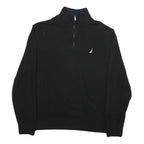NAUTICA Mens Black Pullover Plain Crew Neck Basic Knit Jumper L Cotton Blend