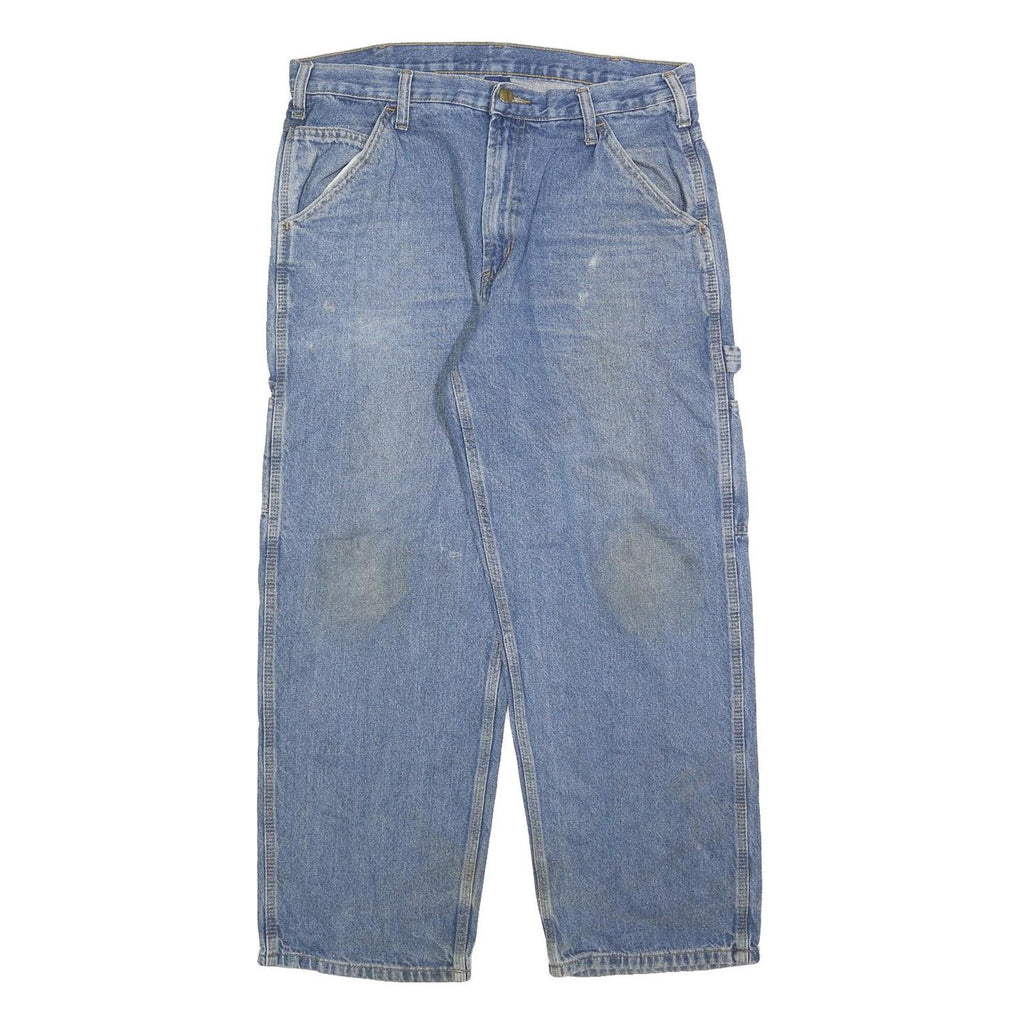 CARHARTT Mens Relaxed Blue Denim Jeans W36 L30 Workwear Zip Closure