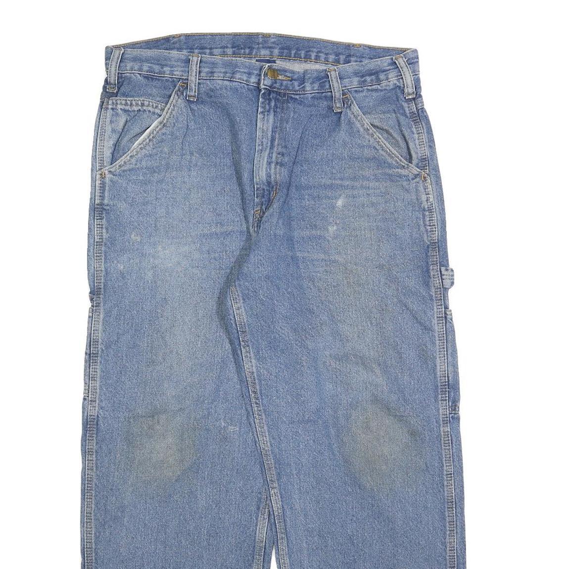 CARHARTT Mens Relaxed Blue Denim Jeans W36 L30 Workwear Zip Closure