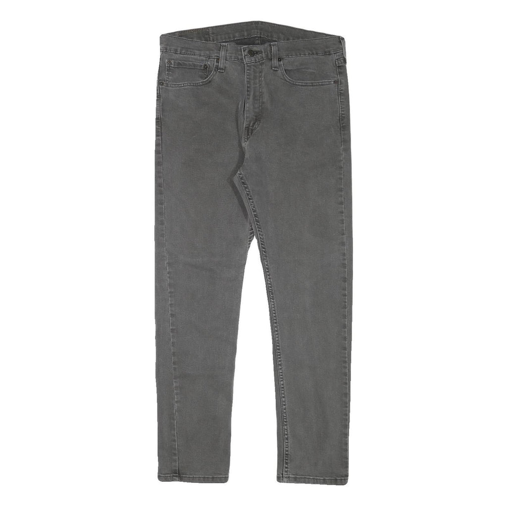 LEVI'S Mens Slim Grey Denim Cotton Blend Jeans W32 L28 Zip Closure