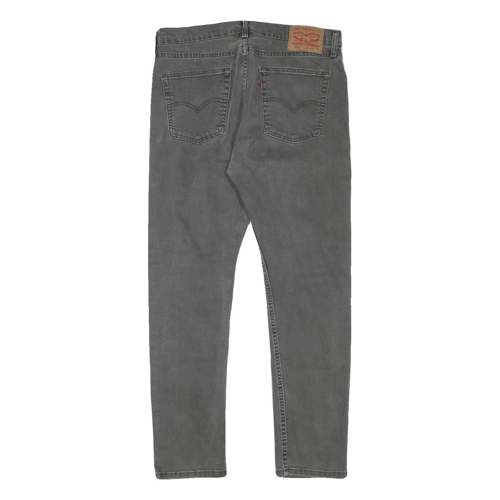 LEVI'S Mens Slim Grey Denim Cotton Blend Jeans W32 L28 Zip Closure