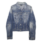 DIESEL Womens Blue Denim Jacket S Cotton Button Plain Casual Lightweight Jean