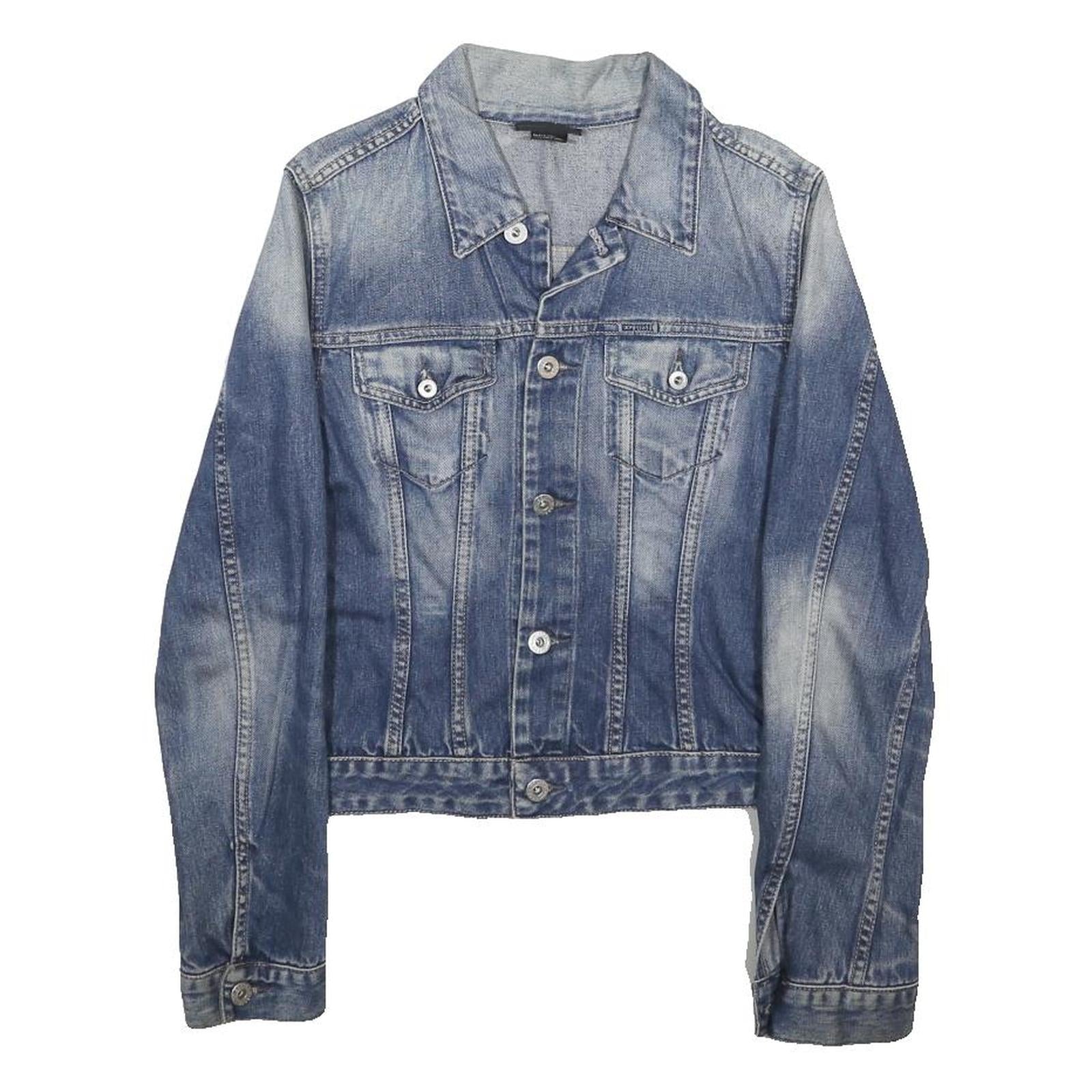 DIESEL Womens Blue Denim Jacket S Cotton Button Plain Casual Lightweight Jean