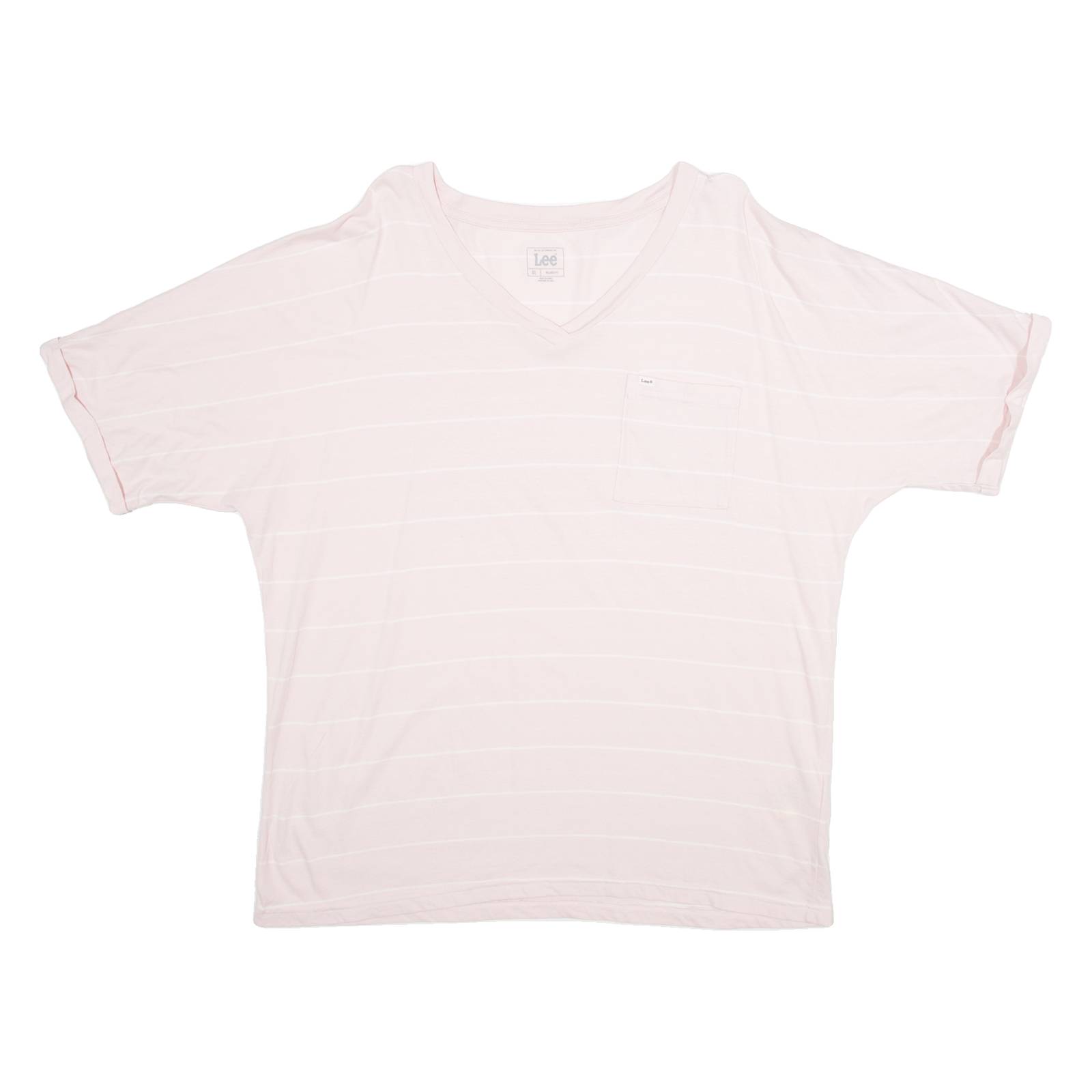 LEE Womens T-Shirt Pink V-Neck XL