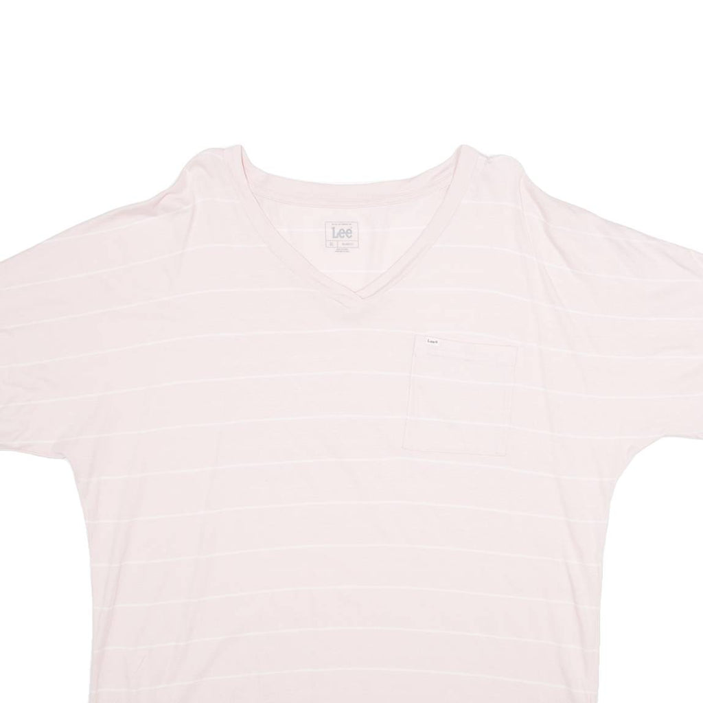 LEE Womens T-Shirt Pink V-Neck XL