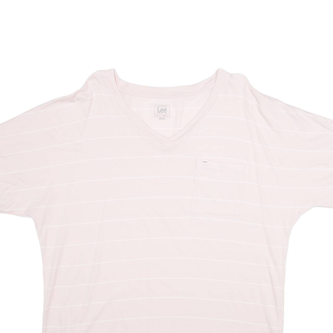 LEE Womens T-Shirt Pink V-Neck XL